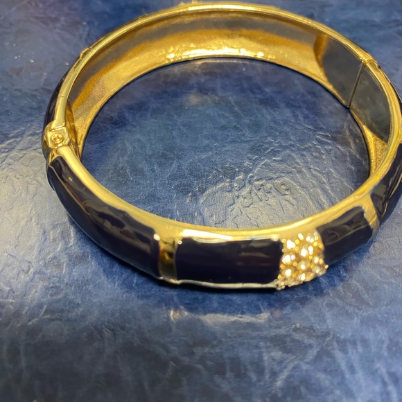 New Landau navy blue enamel bracelet with rhinestone accents - Picture 6 of 7